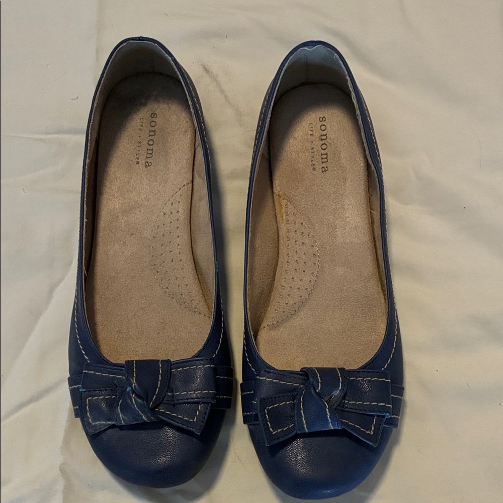 Sonoma Women's Dark Blue Flats with Bow Accent